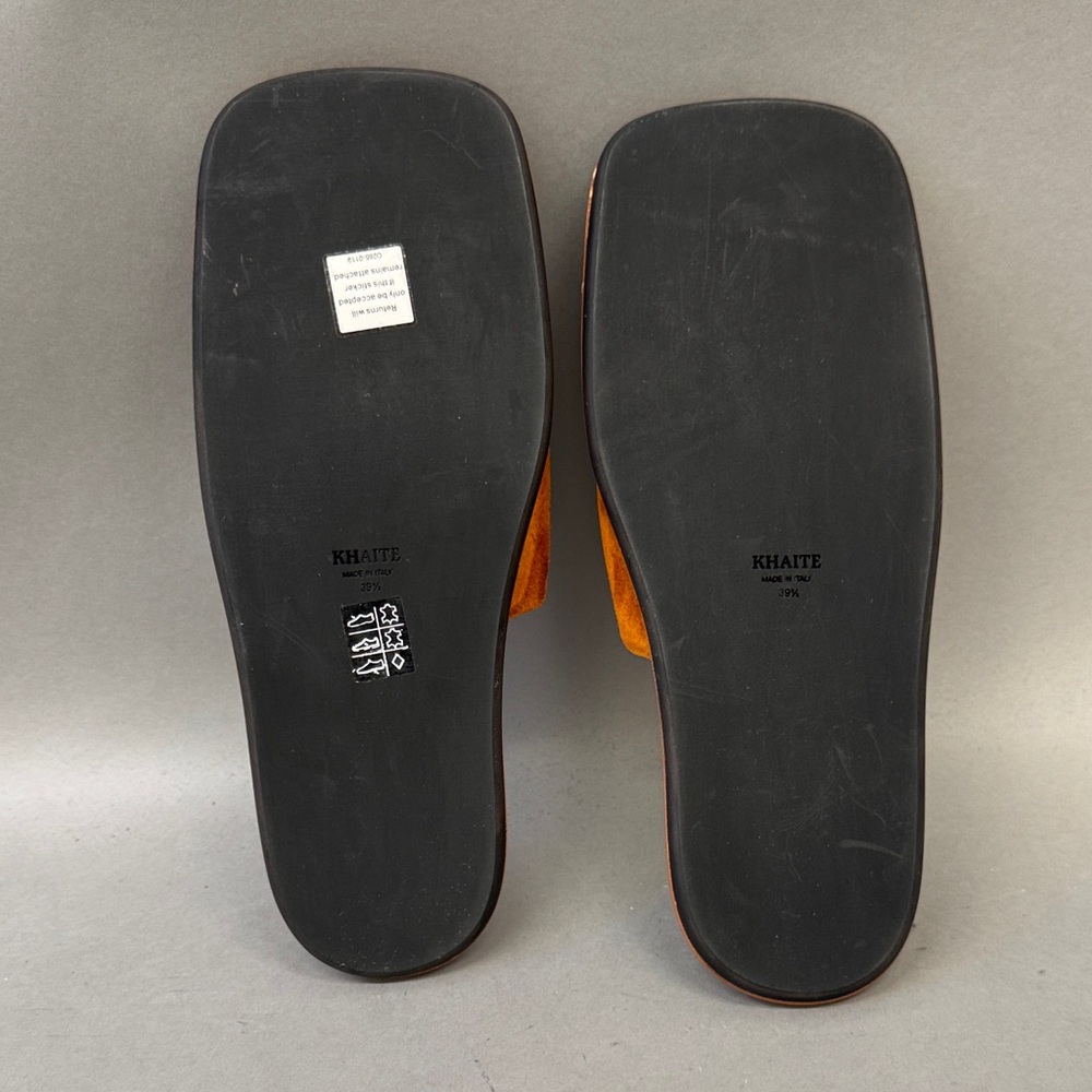 KHAITE Women's Tan Suede Slide Sandals - Picture 2 of 3
